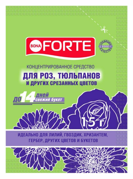 Средство Bona Forte для продления жизни срезанных цветов 15г средство для продления жизни срезанных цветов bona forte 15 г 10 шт в упаковке