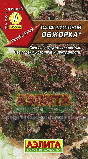 Семена Салат листовой Аэлита Обжорка 0,5г семена салат листовой аэлита сезон чудес 0 5г
