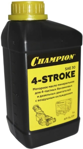 Масло Champion для 4-тактных двигателей минеральное SAE 30 API SL/CF 1л масло для 4 тактных двигателей champion зимнее полусинтетическое 1 л 952853