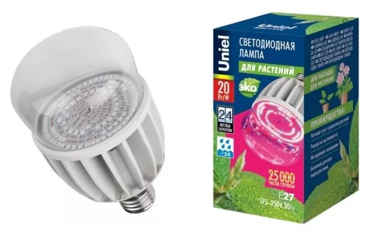 Светодиодная лампа "Uniel" для растений 20Вт