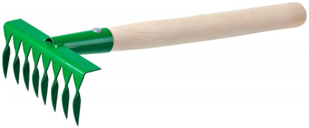 Грабельки Росток садовые с деревянной ручкой 8 витых зубцов, 160x62x405мм бороздовичок росток с деревянной ручкой 65мм