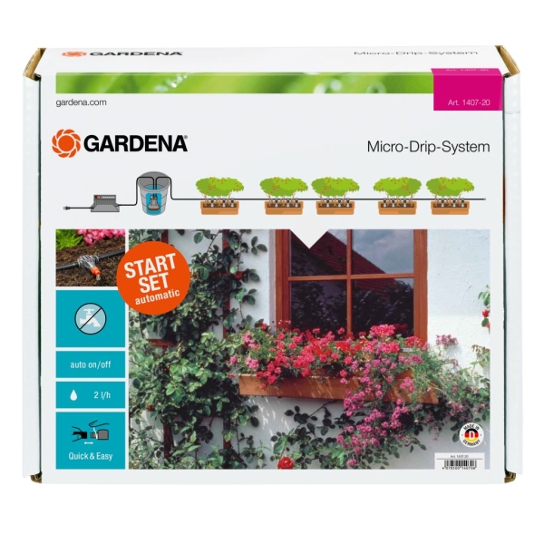 Система Gardena 1407 микрокапельного полива горшечных растений шланг gardena 1350 подающий d3 16” 15м