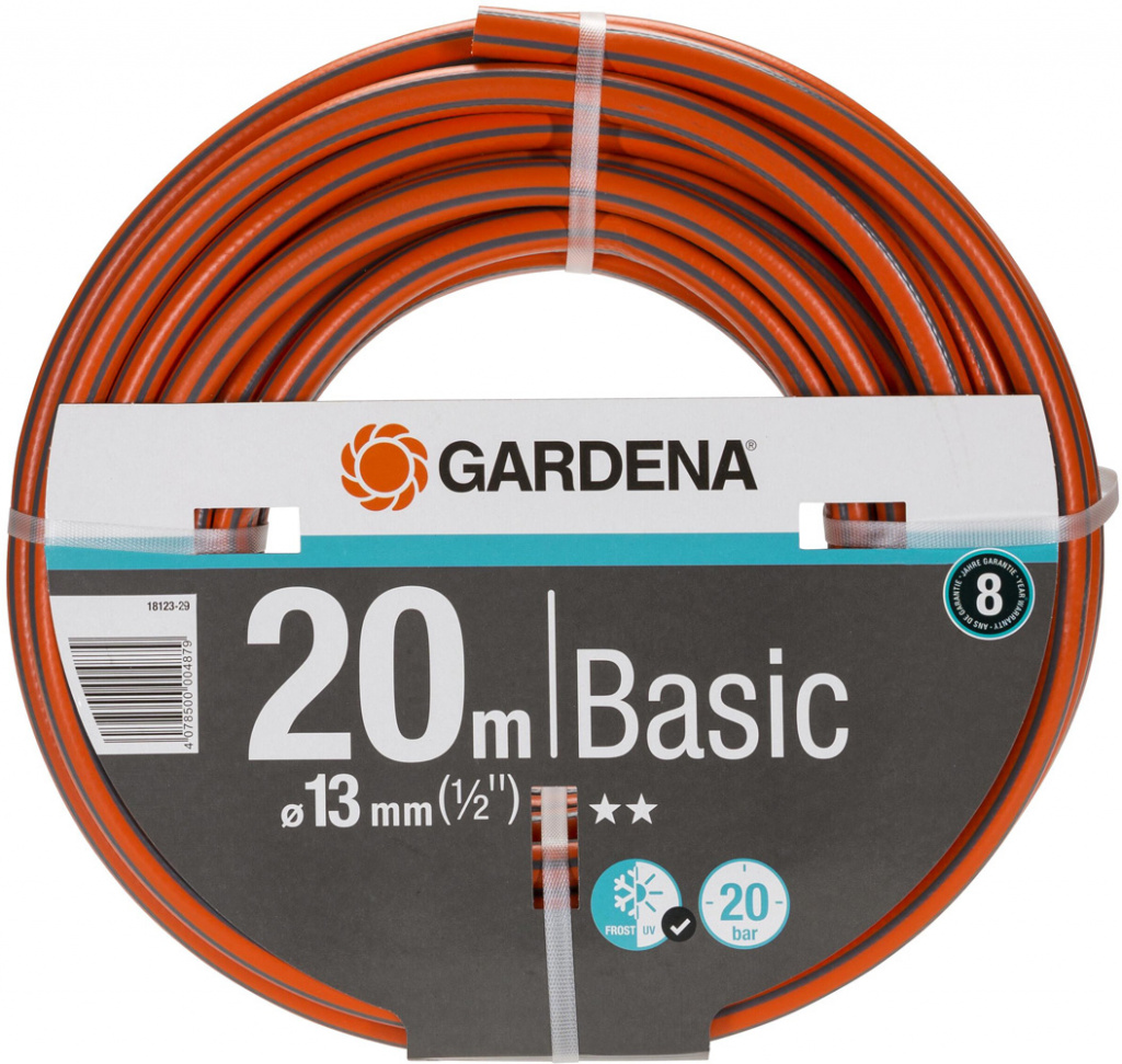 Шланг Gardena Basic, d1/2 20м шланг gardena 13013 сочащийся для наземной прокладки d1 2”х50м с фитингами и мастер блоком