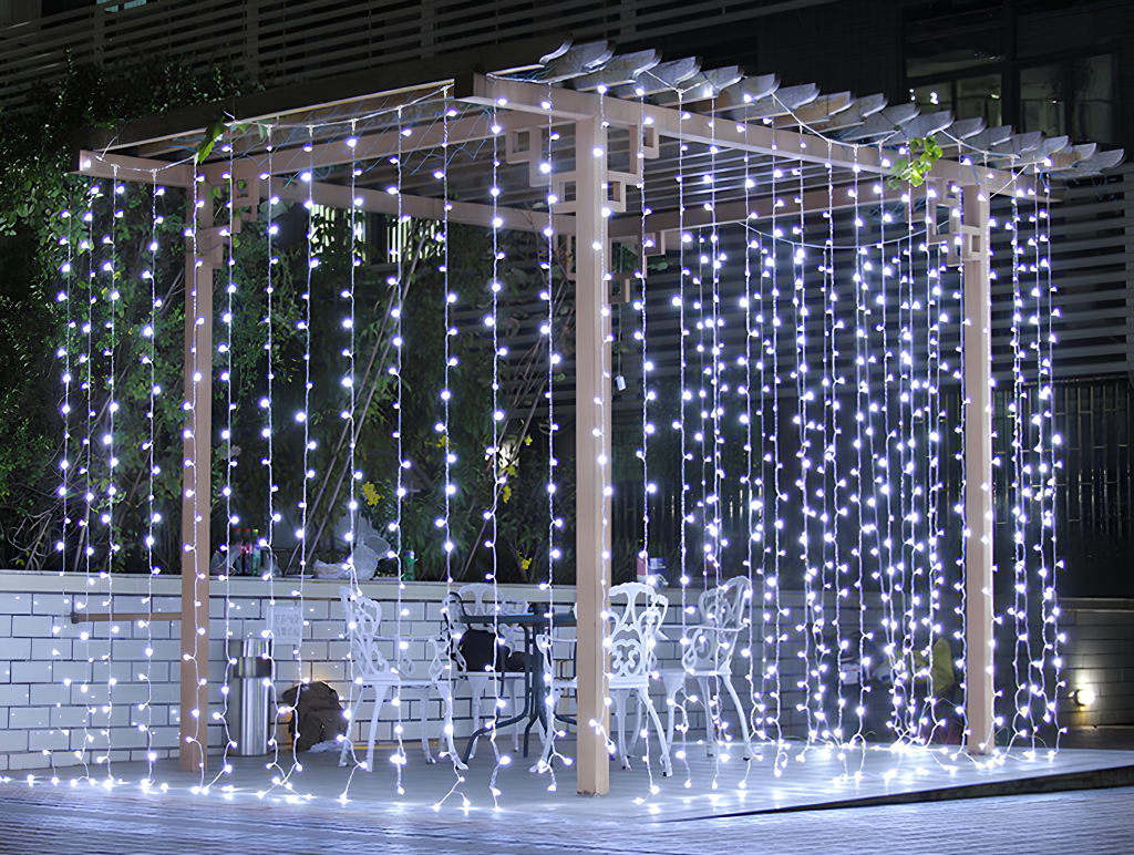 Гирлянда Laitcom Занавес 2x3 м Белый с мерцанием белого диода 220В, 600 LED для улицы рождественская гирлянда с 8 режимами 10 м 80 светодиодов