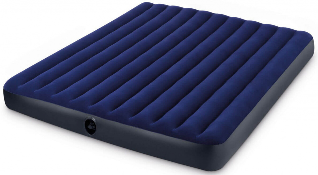 матрас надувной двухместный 183х203х25 см синий intex арт 64755 Надувной матрас Intex Classic Downy Bed Fiber-Tech 183х203х25 см