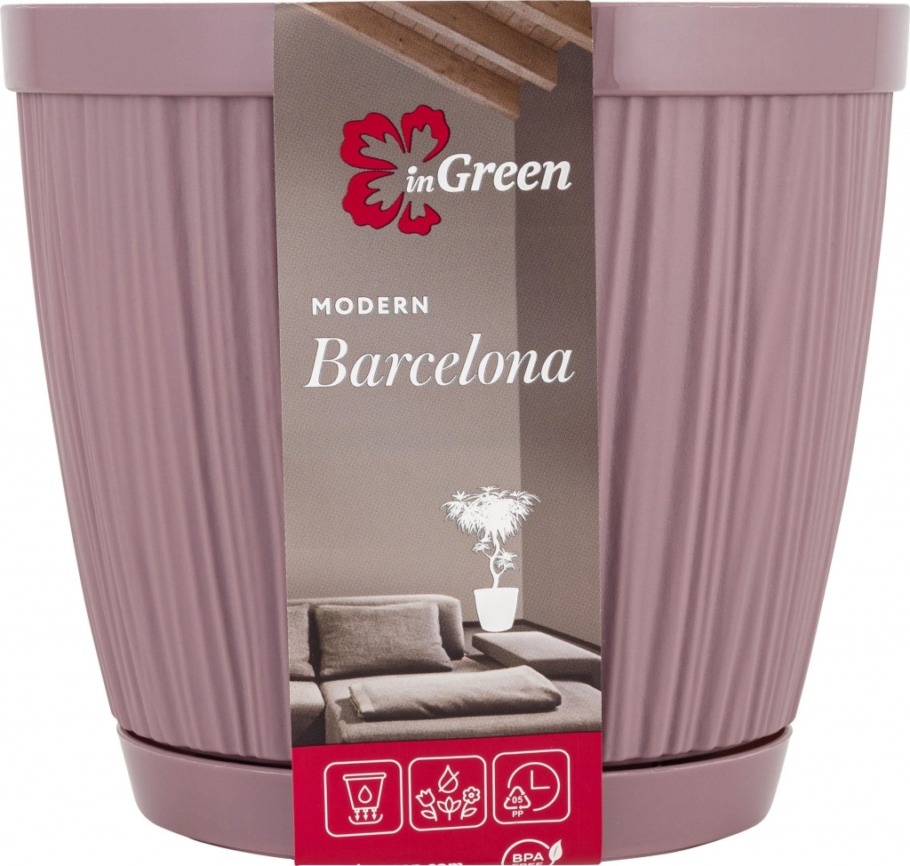 Горшок для цветов InGreen Barcelona Морозная слива 6,5л горшок для цветов ingreen barcelona морозная слива 6 5л