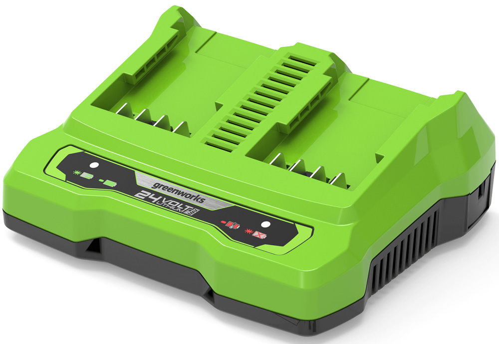 Зарядное устройство Greenworks для 2-х аккумуляторов G24X2UC2, 24V аккумулятор greenworks gc82b25 82v 2 5 а ч
