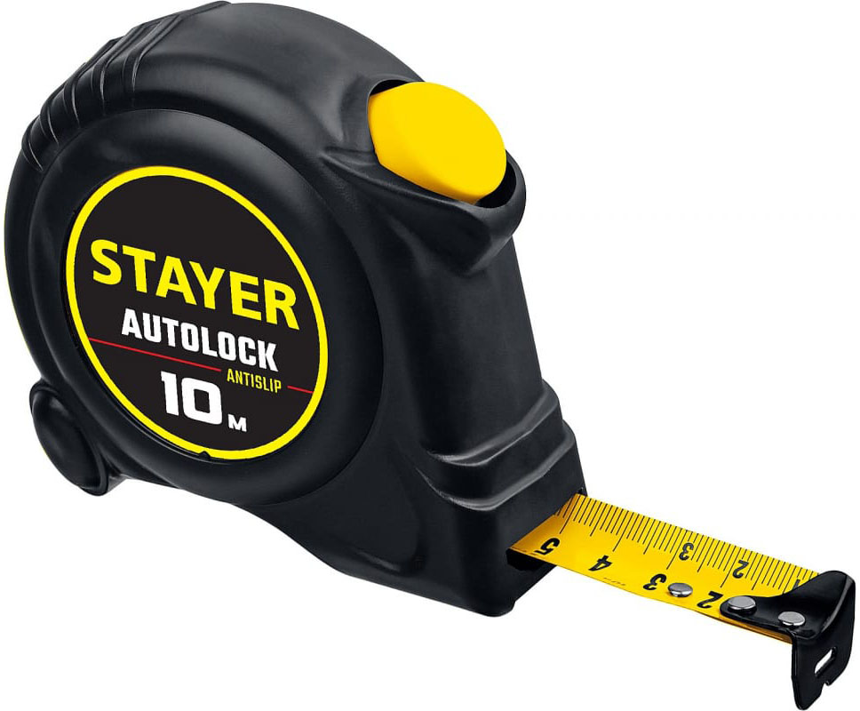 Рулетка Stayer AutoLock 10м/25мм с автостопом рулетка автостоп 8м 25мм резин корпус утол сталь лента с лаковым покрытием 888