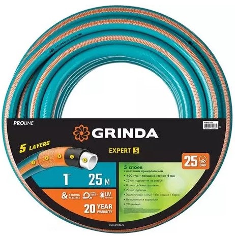 Шланг Grinda поливочный PROLine Expert 5 1 25м шланг grinda standart 1 2 25м 429000 1 2 25