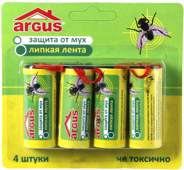 Липкая лента Argus от мух 4шт ловушка argus garden от ос и мух 2шт