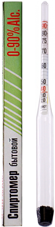 Спиртометр Москвичка бытовой 0-90 зеленый попугай для самогонного аппарата подвесной с краном для слива
