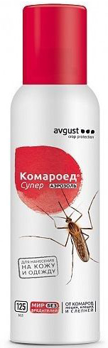 Комароед Avgust Супер аэрозоль 125мл no brand аэрозоль от всех кровососущих насекомых и клещей insectblock
